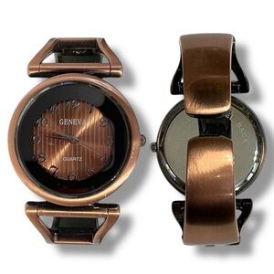 Geneva Y2K Vintage Bronze Bangle Cuff Style Fashion Wrist Watch